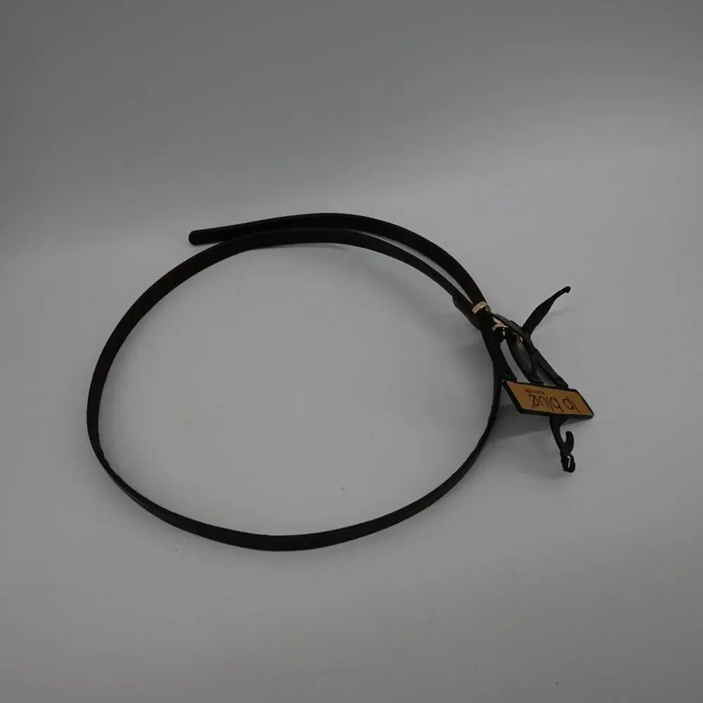 LP Blue Size L Dark Brown Faux Leather Skinny Belt Fashion Gold Tone Single